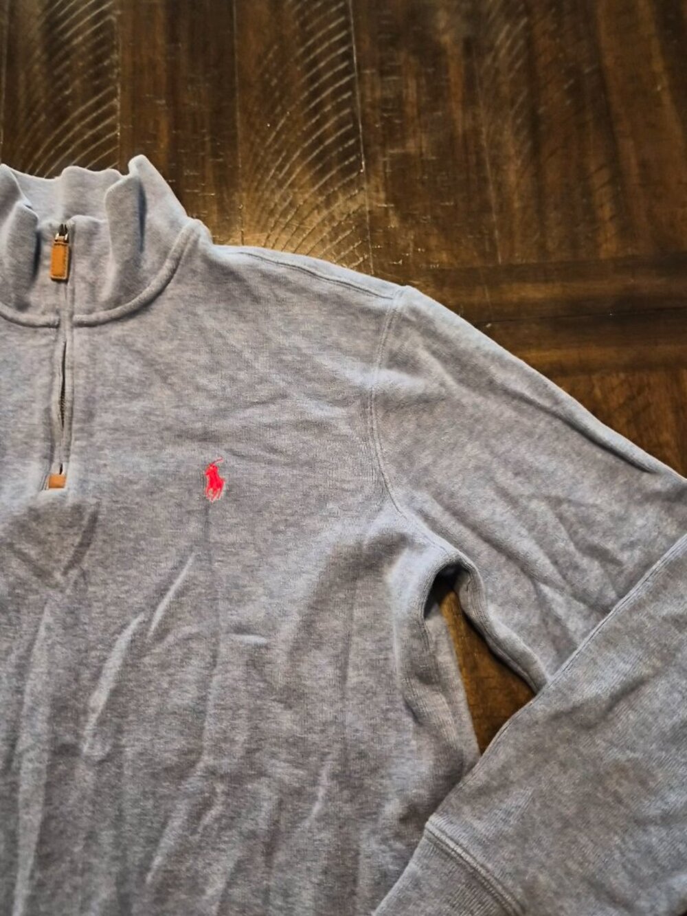 Polo Ralph Lauren Mens Gray 1/4 Zip Mock Neck Cotton Knit Sweater Size M H004